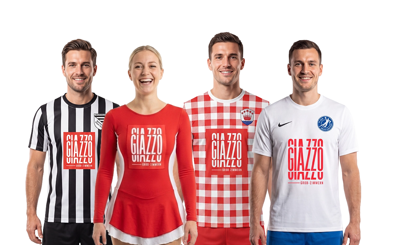 Vier Sportler in GIAZZO-Trikots